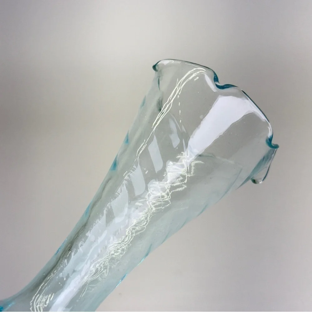 Vintage Turquoise Swirl Glass Vase